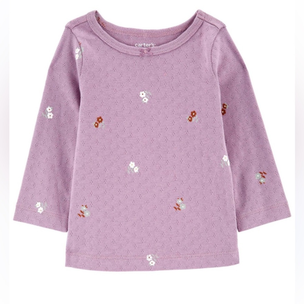 🍓3/$10 Carter's Lavender Floral Long Sleeve Top size 6m
